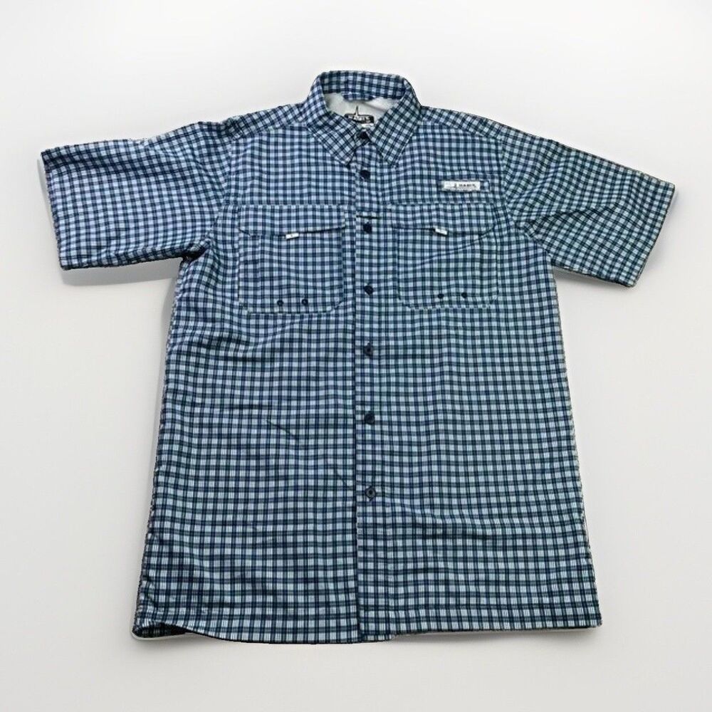 Habit Shirt Men’s Small Blue Plaid Vented Shirt Sleeve Lightweight Outdoor Fish